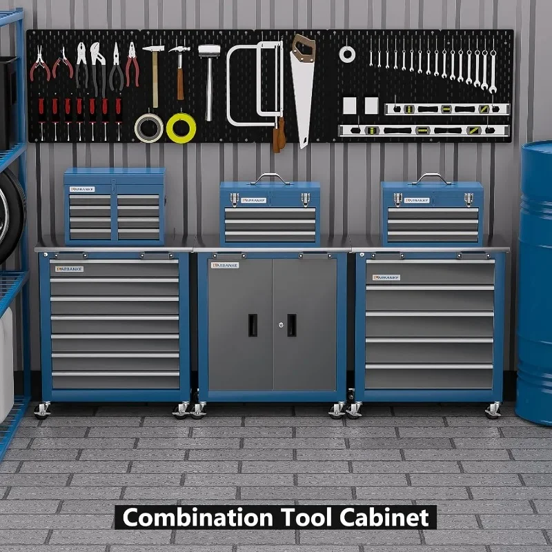 7-Drawer Combined Storage System Tool Chest Rolling Tool Chest Toolbox with 360° Lockable Wheels and Padded Feet 6