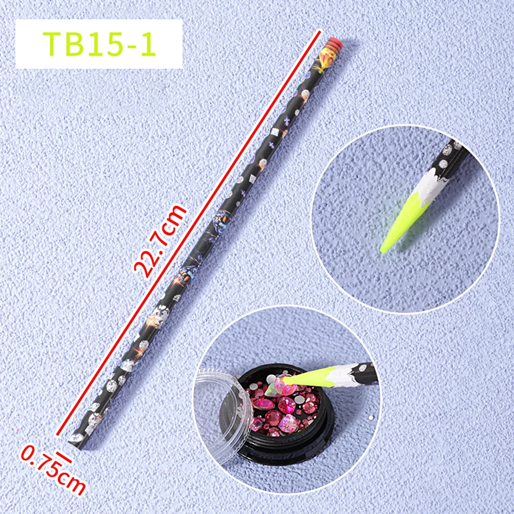 5pcs/set Nail Dotting Pen Picking Rhinestones Gems Drill Crystal Wax Pencil Diamond Picker Nail Art Tool 27.7cm= 9inches 2
