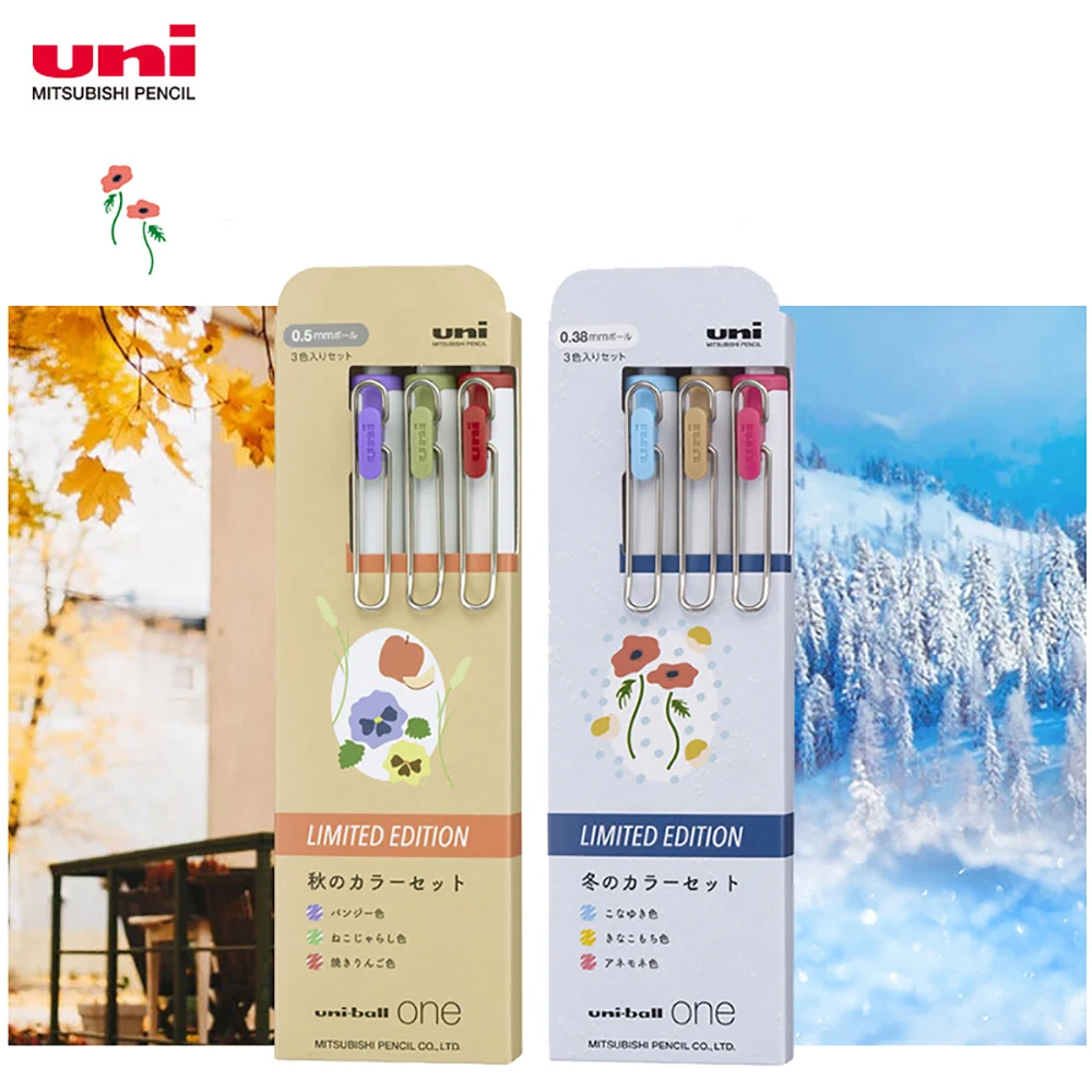 3 Colori New Uni Small Thick Core Gel Pen Umn-S-38/05 Uni-Ball One Series Autunno E Inverno Limited Set