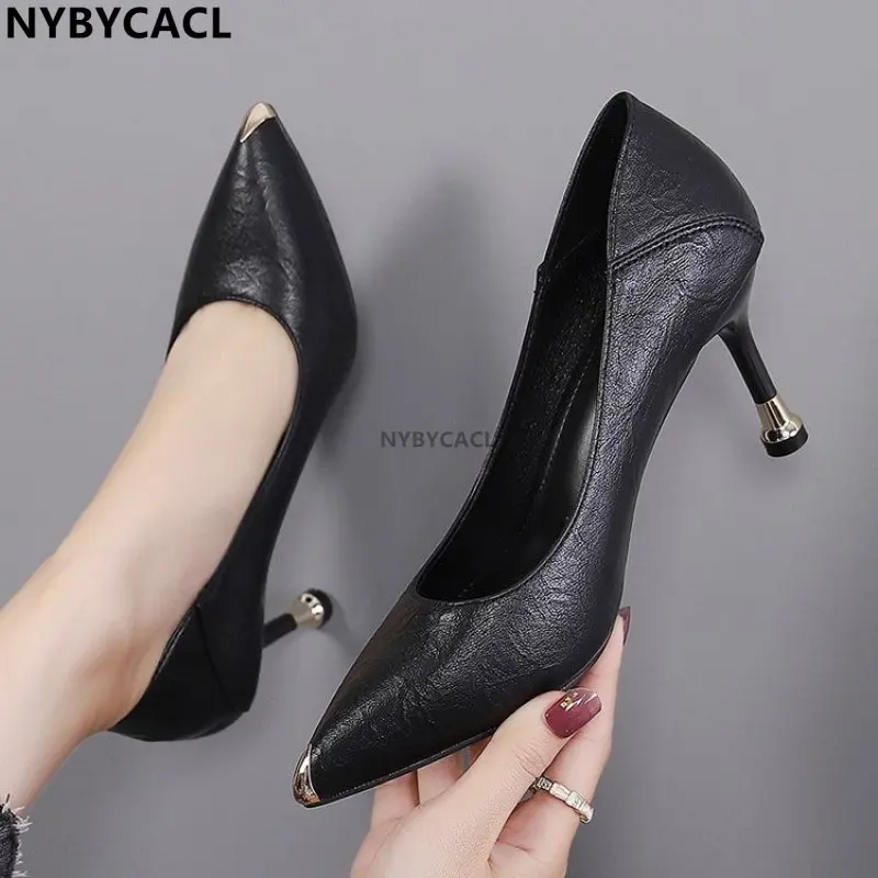 

High Heels Thin Heels Pointed Toe 2023 Women's Shoes Shallow Mouth Work Shoes Single Shoes Women Heels Women Spring Autumn New