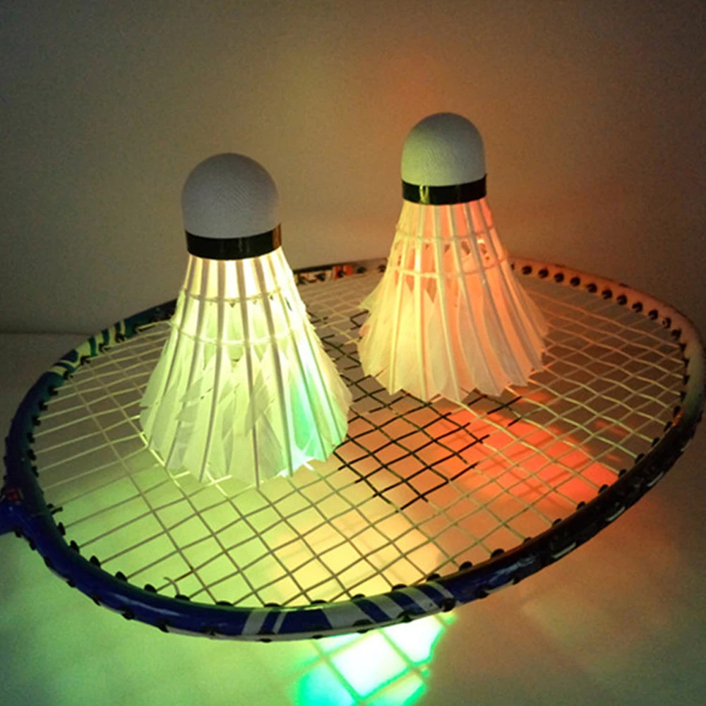 Lighting Badminton Head LED Luminous Colorful Goose Feather Shuttlecock Outdoor Sports Entertainment Night Training Ball 4/8Pcs badminton shuttlecock badminton ball feather shuttlecock