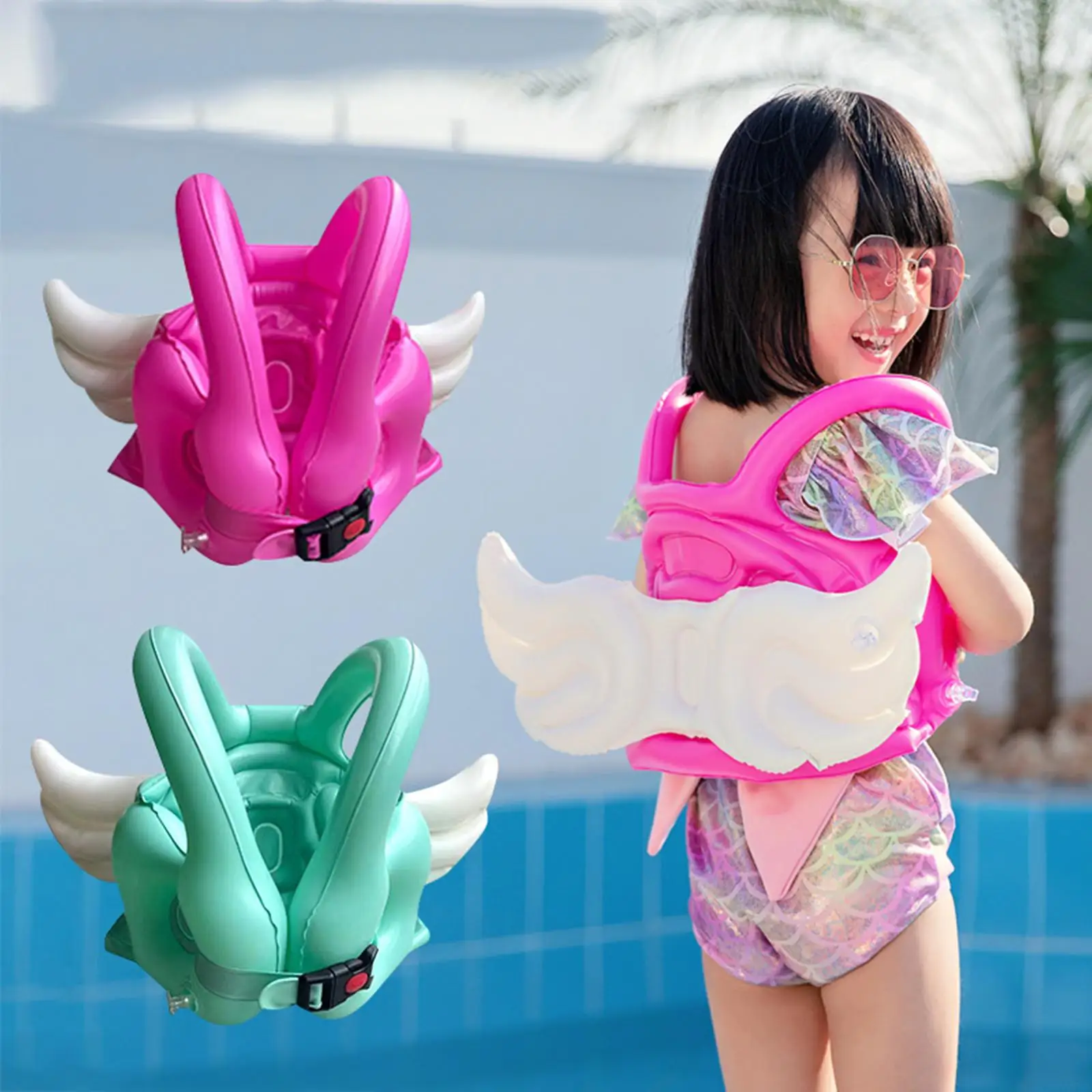 Kids Pool Floats Baby Swimming Life Vest Swim Ring Angel Wing Water Toy