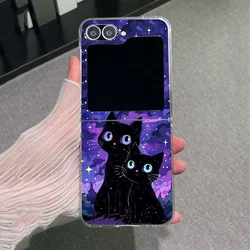 Funda Transparente para Teléfono de Gato Negro Artístico con Estrellas