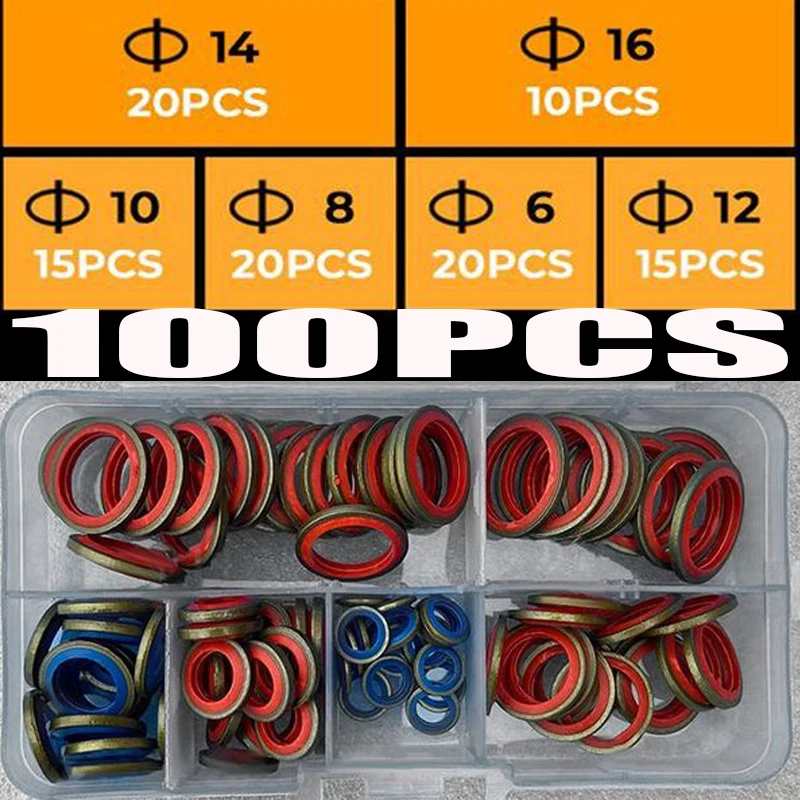 Glarks 105 PCS 15 Taille Voiture Vidange Bouchon Joint Kit M10 M12 M14