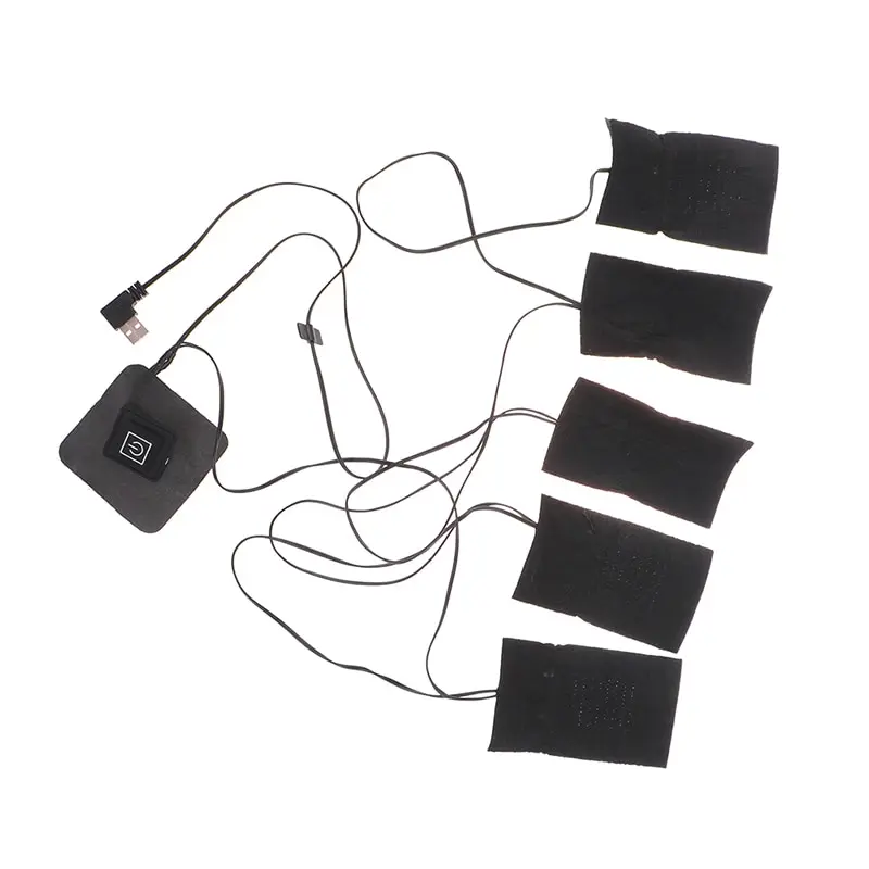 USB 전기 온열 재킷 발열 패드 5 장/세트, 야외용 따뜻한 열선 조끼 패드, DIY 의류용 블랙 신상