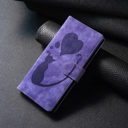 Portafoglio Flip Case in Pelle con Farfalla e Gatto Carino - Custodia Posteriore Premium