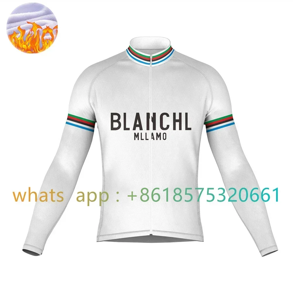 BlANCHl MllANO NEW PERTICARA Long Sleeve Winter Cycling Jersey Celeste