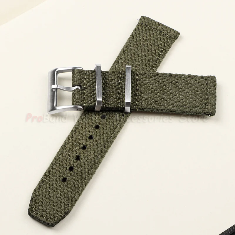 Premium Khaki Nylon Sailcloth Canvas Watch Strap - Universal Soft Sport Bracelet
