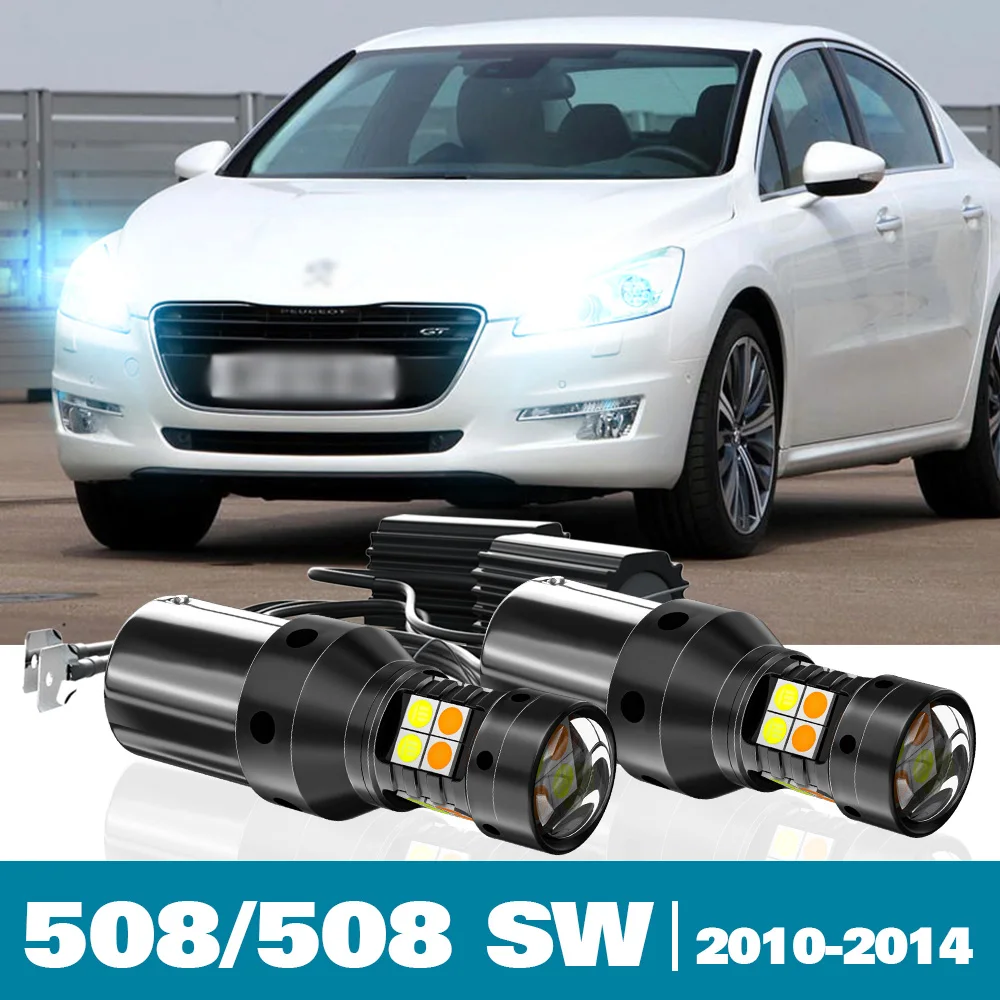 

2pcs LED Dual Mode Turn Signal+Daytime Running Light DRL Canbus For Peugeot 508 SW Accessories 2010-2014 2011 2012 2013