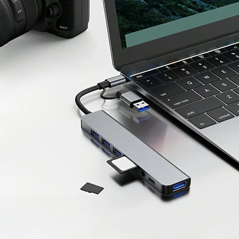 8-in-2 USB Hubs Docking Stations SD/TF Card Reader Type C to USB OTG Adapter For Tablet Mobile Phone Computer