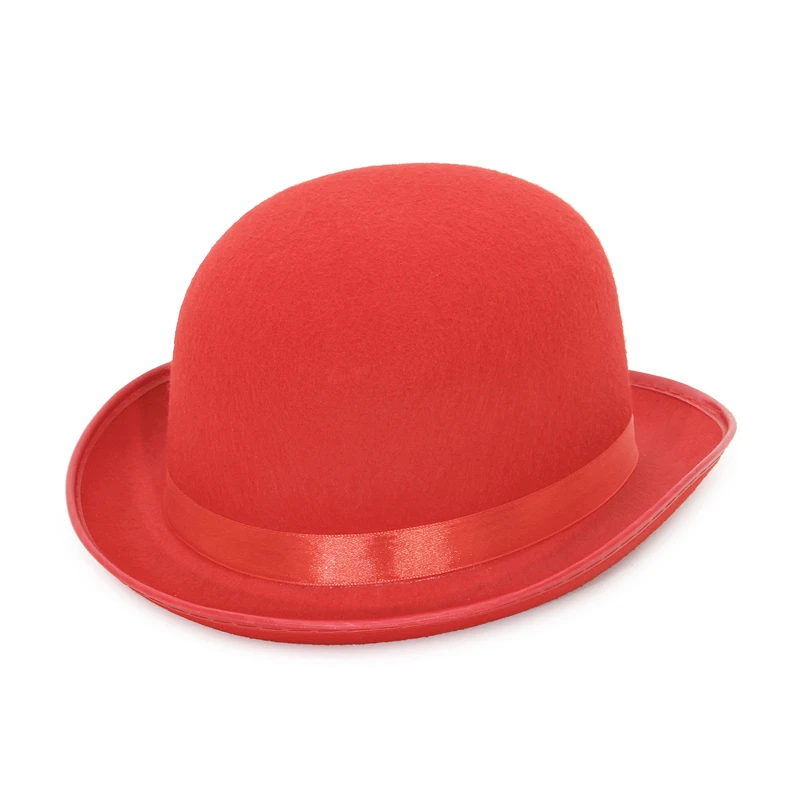 Elegant Black and Red Magician Bowler Hat