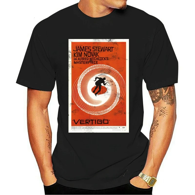 Классическая футболка, триллер, художественная Винтажная футболка с графическим рисунком, новая рубашка с головокружением Альфреда хит Ретро 50ies, художественная одежда для фильмов