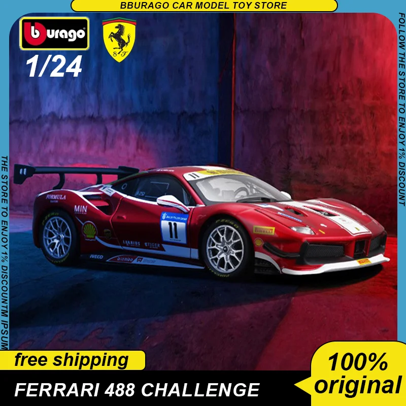 

Bburago 1:24 Ferrari 488 Challenge 2017 Wrc Car Diecast Model Edition Sports Rally Car Alloy Luxury Vehicle Toy Collection Gift