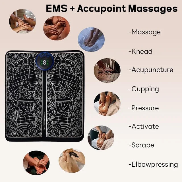 Massaggiatore plantare Suola Massaggio Pad Piedi Stimolazione muscolare 8 modalità 19 livelli Rilassamento Migliora la circolazione sanguigna Sollievo dal dolore Rilassa i piedi 5