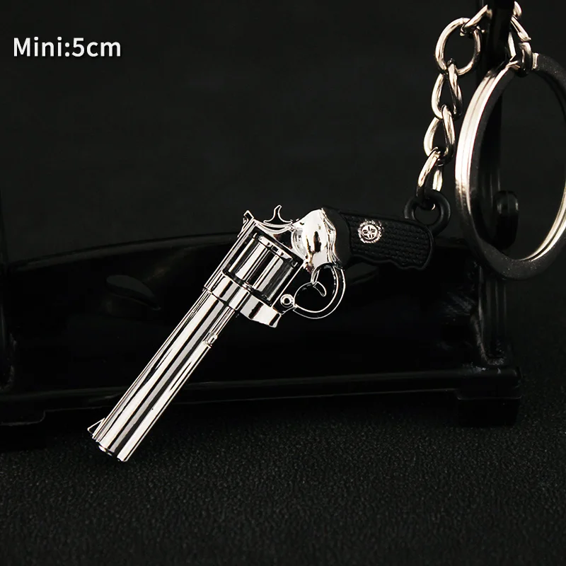 Game PUBG Mini Gun Keychain Model Pistola Miniatura De Metal Accessories Alloy Periphery Mini Revolver Key Ring Gift Toy for Boy 3