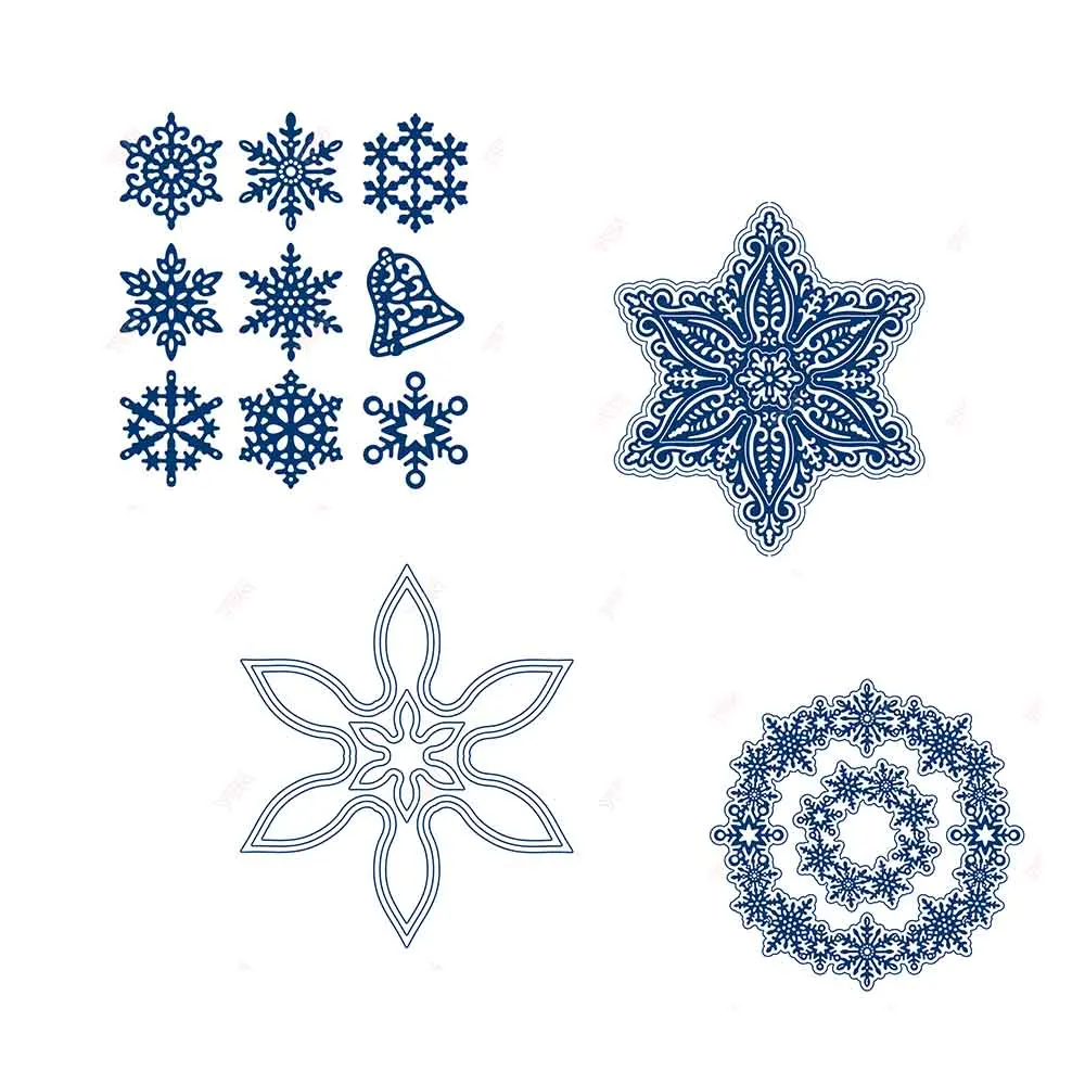 Snowflake Nidificed Kisses Frozen Kisses Die Set Metal Cutting Diy Scrapbooking Album Fotografico Decorativo Scrapbooking Decoration