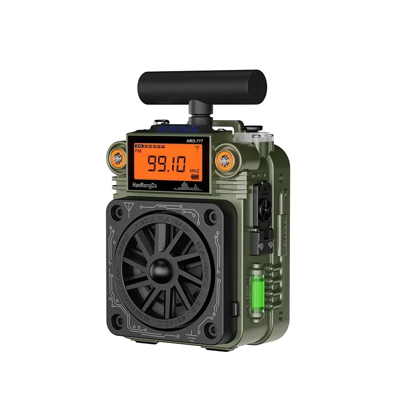 Hanrongda HRD-777 FM MW SW VHF WB Full-Band Bluetooth Radio Receiver Fingertip Gyroscope Mini Radio Multi-Function Mini Speaker radio receiver radio case