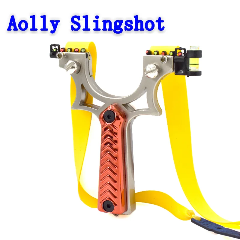 

Alloy Slingshot Spring Clip Fast Pressure High Precision Professional Shooting Catapult with Flat Rubber Band and Level Aiming