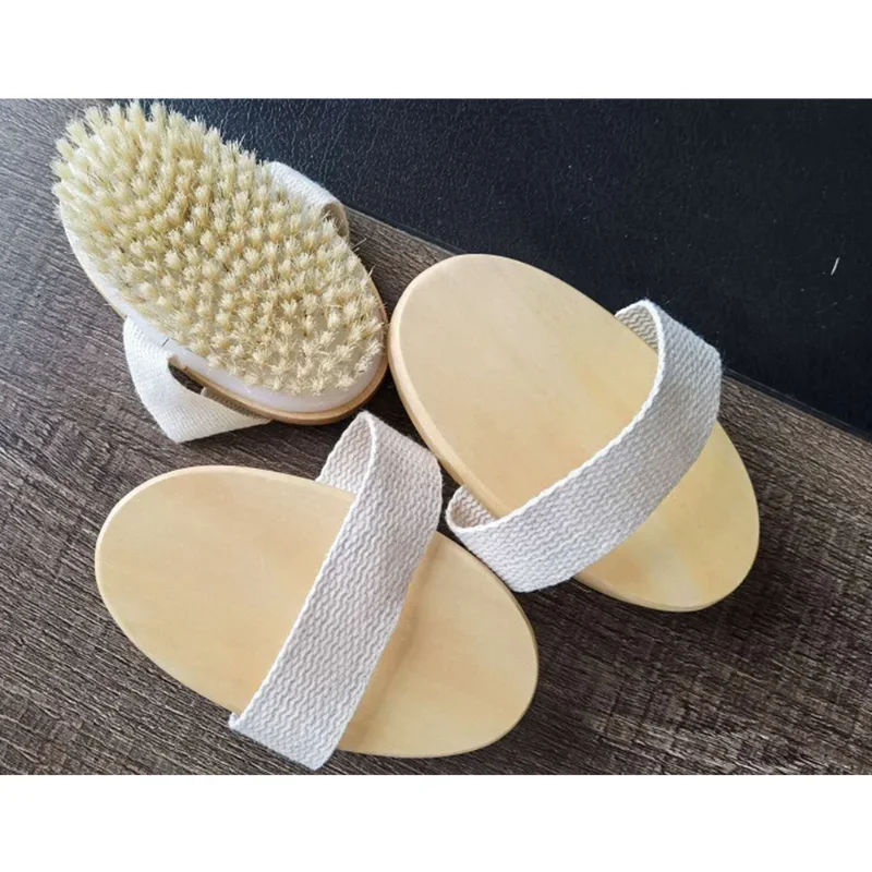 Wet Dry Skin Body Brush Natural Pig Bristles Dry Skin Exfoliating Body Massage Cleaning SPA Tool For Cellulite Lymphatic Drainag 6