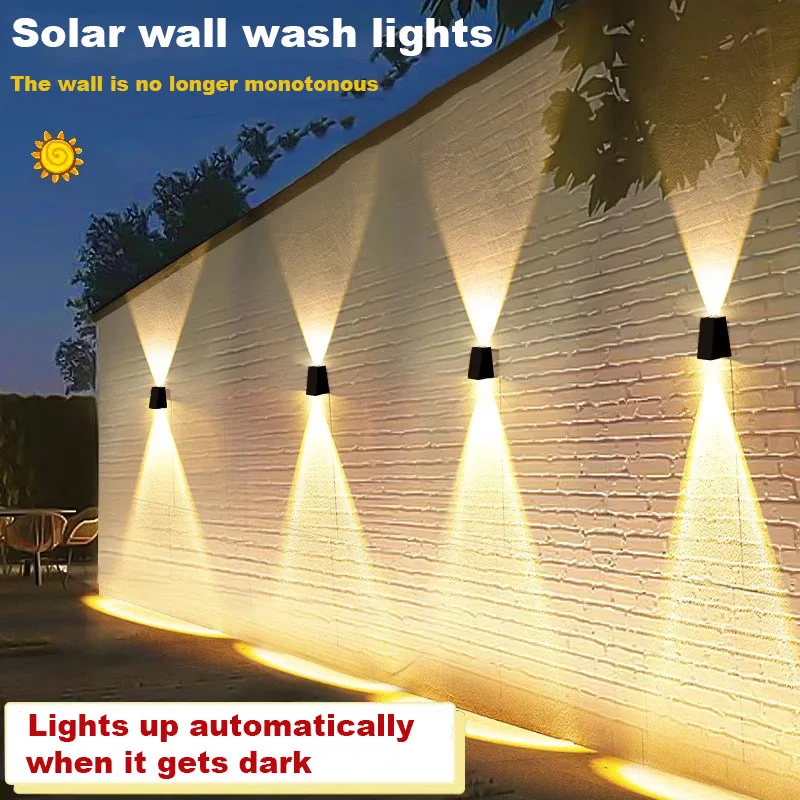 Solar Waterproof Wall Washer Courtyard Fence Homestay LED Wall Lamp Outdoor Villa Garden Decoration Automatic Sensing Spotlight