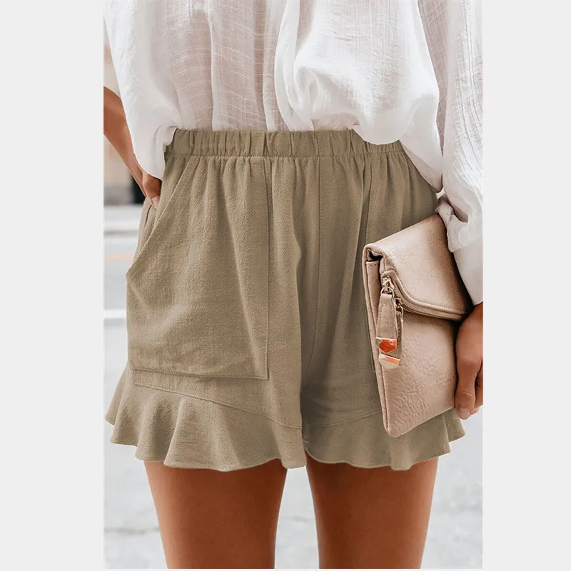 2022 New Summer Cotton Shorts Women Solid Color Casual Pockets Loose Mini Shorts High Waist Pleated Loose Straight-Leg Short Pan adidas shorts Shorts