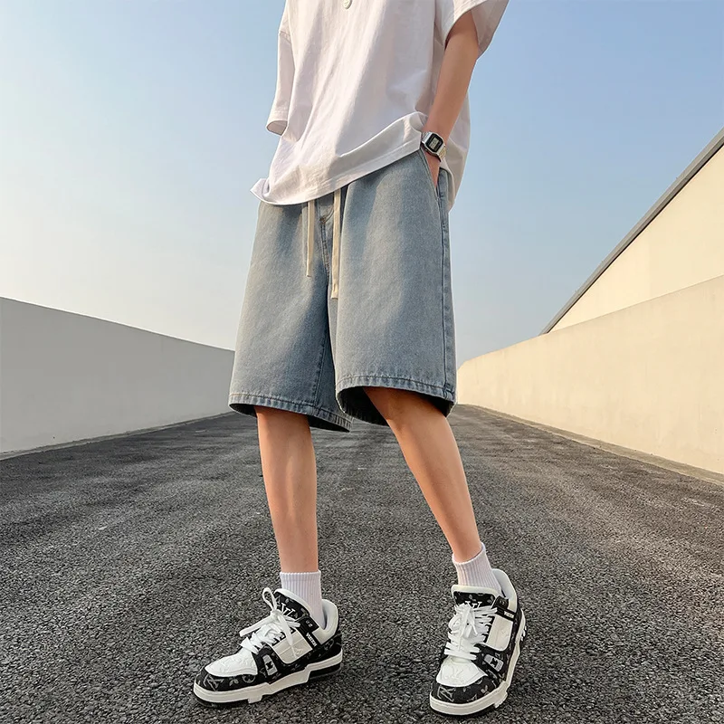 2024 fashion Summer New Trendy Versatile Casual Washed Denim Short Pants for Men Denim shorts men's clothing