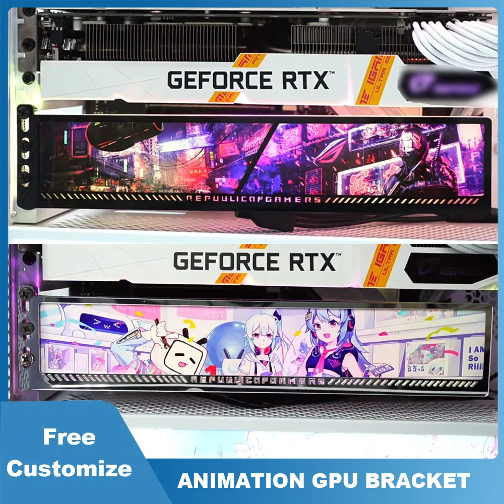 Personalizado Argb Graphics Card Bracket Anime Gpu Holderpc Gaming Cabinet Decorativo 4070 Vga Suporte Aura Sync Rtx3090 4090 4080