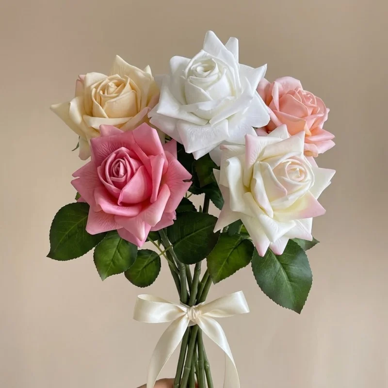 Luxurious Real Touch Roses - Set of 3 Artificial Flowers for Elegant Home and Event Decor