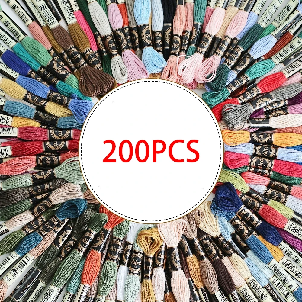 

200 шт., Шелковые нитки для вышивки, случайные цвета