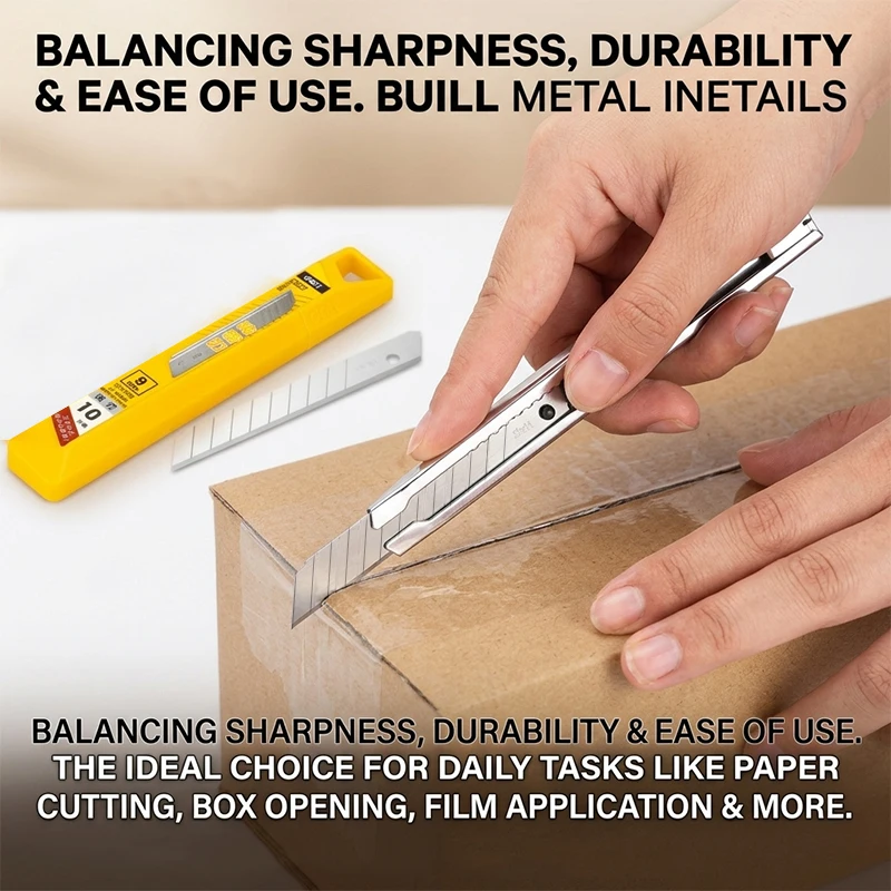 9mm 헤비듀티 유틸리티 나이프 SK5 스틸 합금 블레이드 60 °   실버 엣지 0.4mm 두께 카펫/벽지 커팅 도구