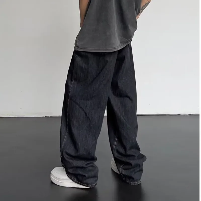 2024 New Summer Jeans Men Patchwork Denim Trousers Male Oversize Loose Casual Wide-leg Pants Streetwear Harajuku Clothing
