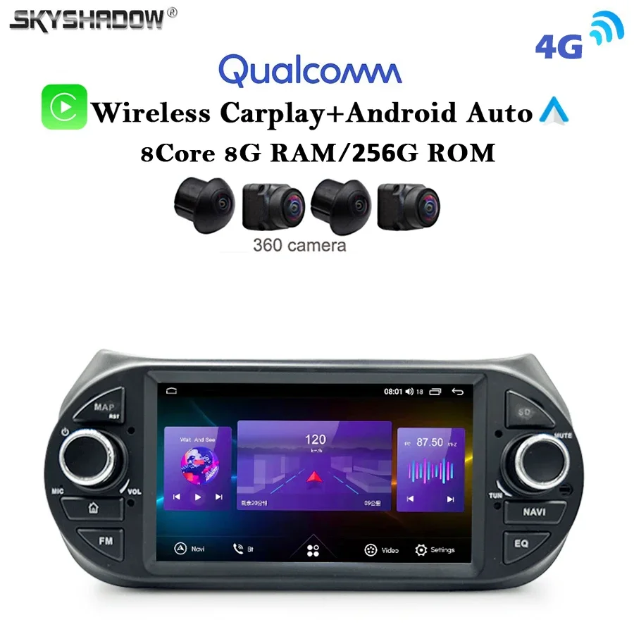 7870 12G + 256G LTE 카플레이, 자동차 안드로이드 13.0, DVD 플레이어, GPS, 와이파이, 블루투스, RDS 라디오, 피아트, 피오리노, 시트로엥, 푸조, 비퍼용