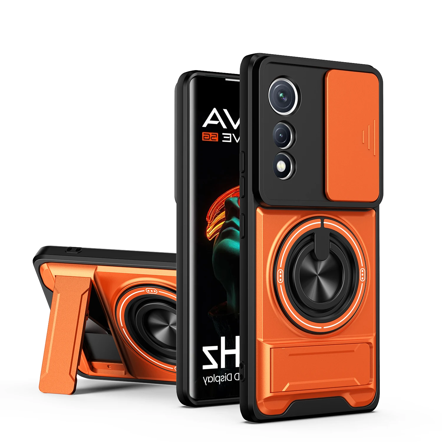Rotatable Slide Camera Protection Ring Stand Shockproof Phone Case Cover
