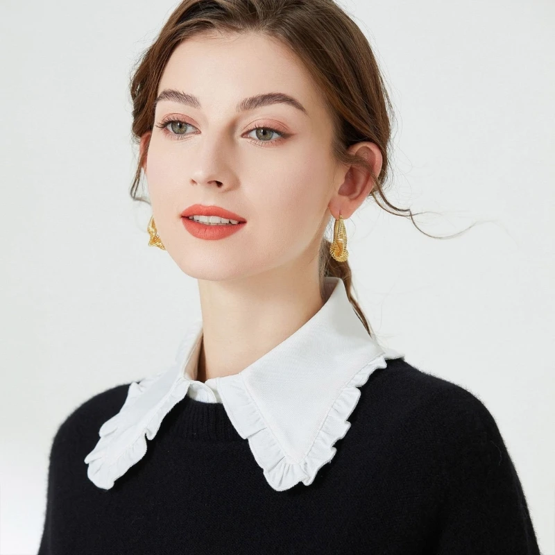 

Women False Collar Detachable Dickey Collar Blouse Half Shirts False Collar White Ruffle False Collar for Sweater Dress