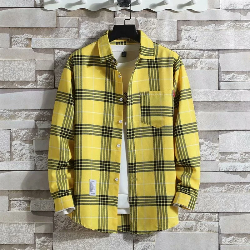 Loose Fit Plaid Long Sve irt Thin Casual Spring Autumn New Sle Men's Workwear Jaet Youth ular Daily Wear