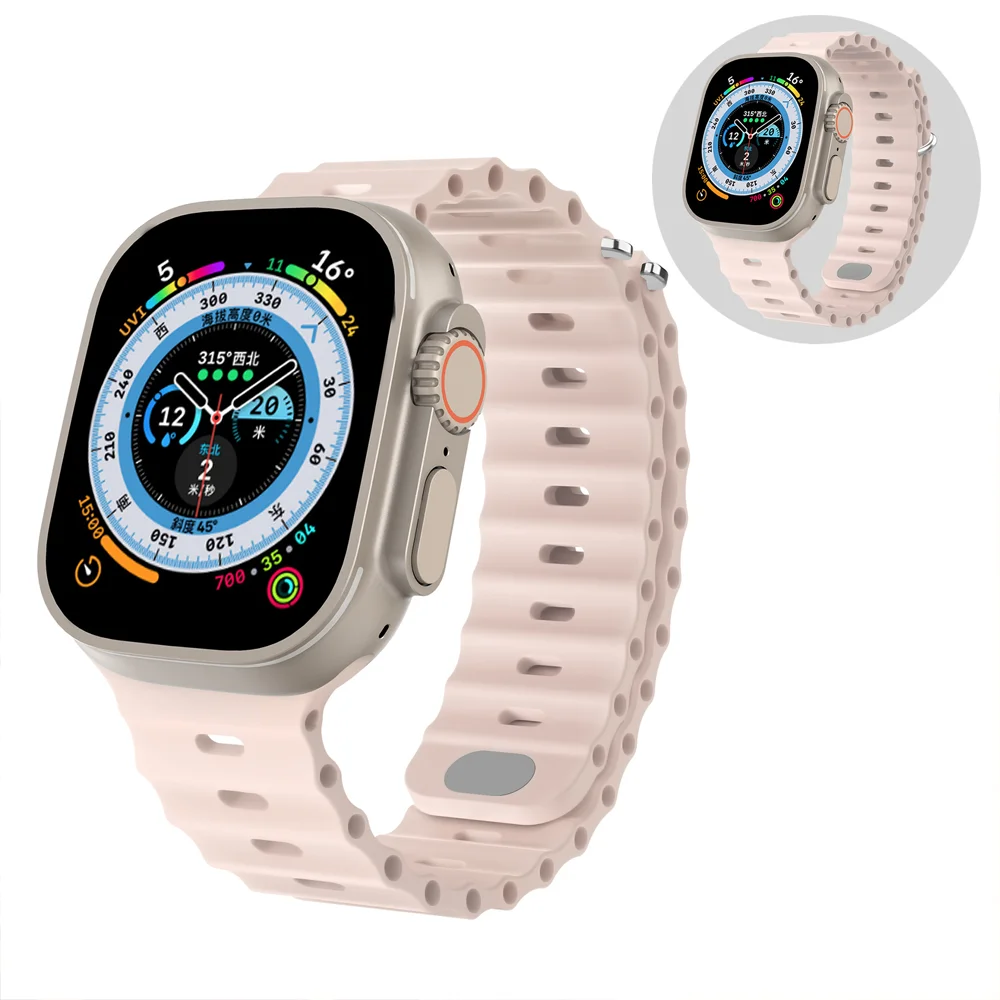 

Ocean strap For Apple Watch Ultra Band 49mm 44mm 45mm 41mm 40mm 38mm 42mm Silicone Sport Bracelet iWatch Series 8 7 SE 6 5 4 3