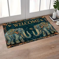 Decorative Elephant 'Welcome' Print Doormat - Non-Slip Absorbent Doormat for Home Decor, Indoor Outdoor Use, Durable and Stylish 1