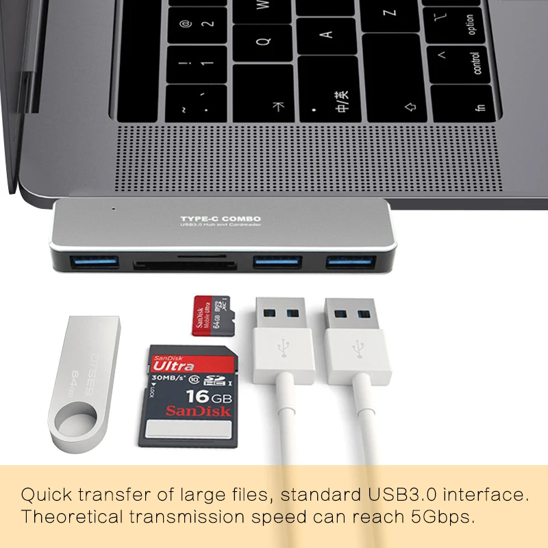 Leitor de Cartão Adaptador para Laptop e Macbook 5 em 1 Usb tipo c para 3 Usbc-hub Portas Usb c Tipo-c Dock Station Pro 2022 sd - tf - Image 3
