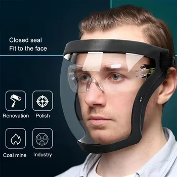 Maschera di protezione integrale antiappannamento con filtro Maschera antispruzzo anti goccioline Occhiali da indossare per la testa Occhiali sferici spaziali