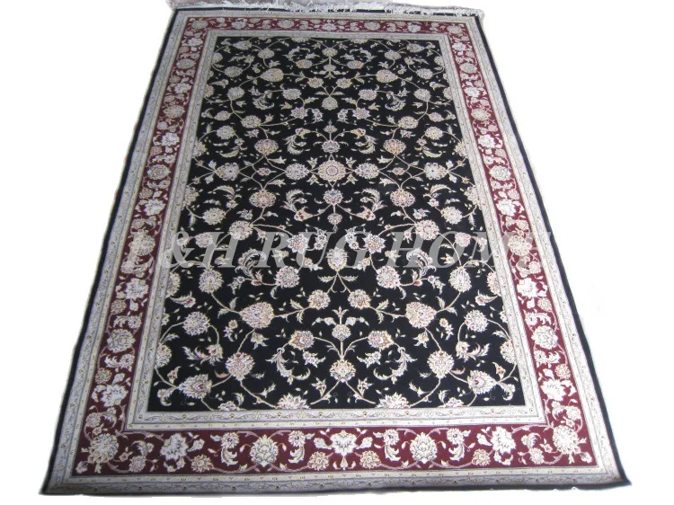 

Free shipping 6'X9' 160 Line Hand-knotted Wool and silk Oriental Persian carpet handmade carpet