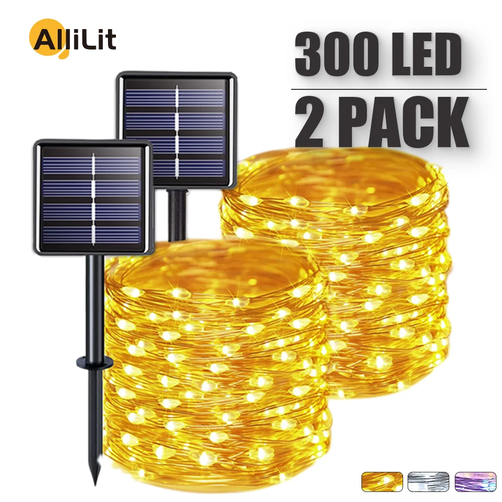 32m/22m/12m/7m Solar LED Light Outdoor Festoon Lamp Garden Fairy Lights String 2PC Waterproof Christmas Garland Yard Decoration
