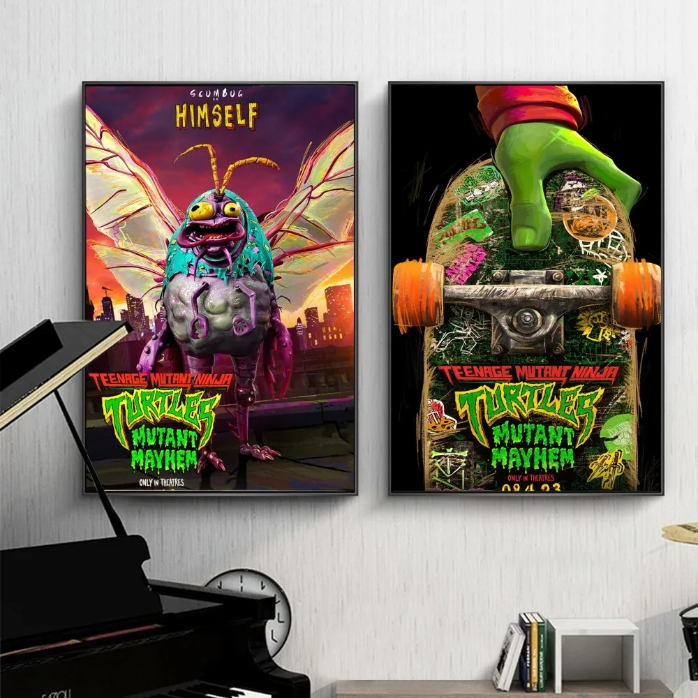 

Comic N-Ninja M-Mutant Cool T-Turtles M-Mayhem Poster Self-adhesive Art Poster Retro Kraft Paper Sticker Room Cafe Vintage