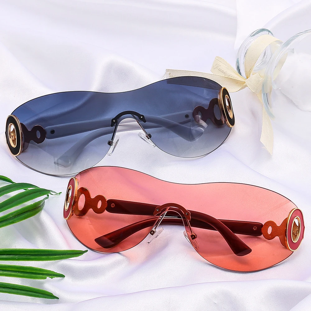 

Luxury Punk Sports Sunglasses Women Brand Designer Y2K One Piece Sun Glasses Men Goggle Shades UV400 Five Star Fashion Eyewear