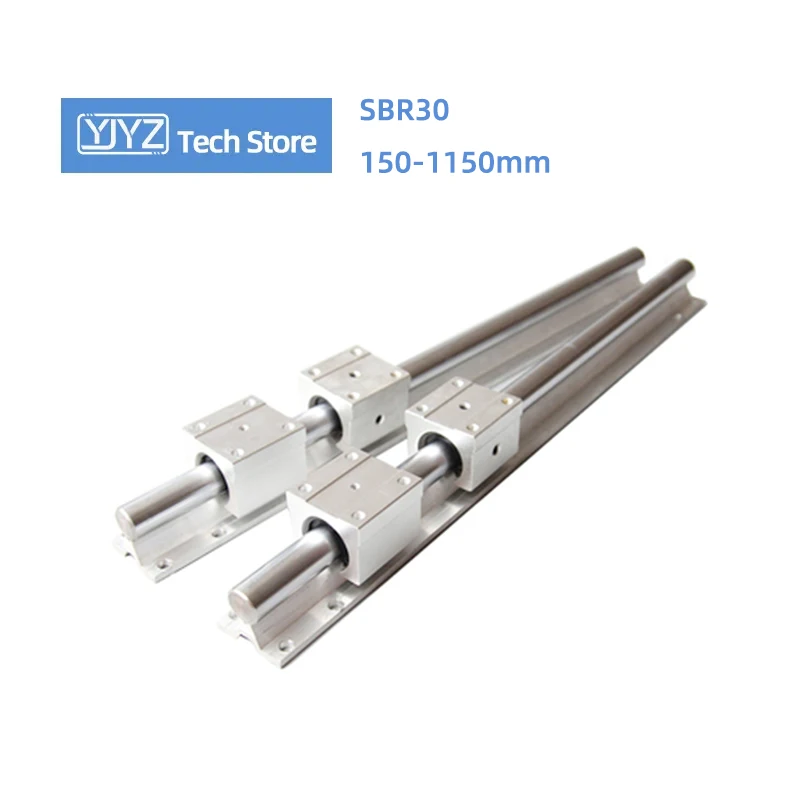 

High Precision 2PCS SBR30 Linear Guide Rail Length 150-1150mm Standard 4PCS SBR30UU Slider CNC Machines Combination Set