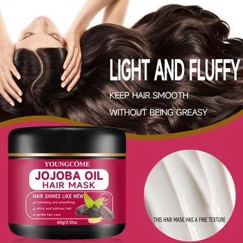 Maschera per capelli all'olio di jojoba Maschera per capelli professionale Nutriente profondo Cura dei capelli Riparazione Capelli danneggiati Ripristina la lucentezza Adatto a tutti i capelli 1