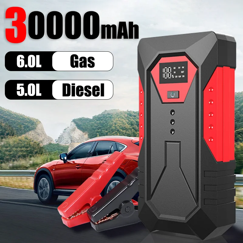 Portable Car Jump Starter 30000mAh Power Bank Car Booster Charger 12V Starting Device Petrol Diesel Emergency Booster