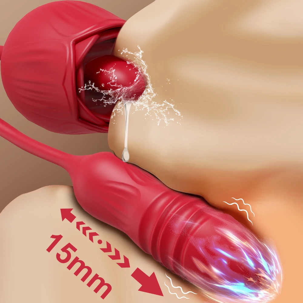 Rose-Vibrator Erwachsene Sex Spielzeug Für Frauen Zunge Lecken Teleskop Dildo G-punkt Klitoris Vagina Stimulator Weibliche Masturbator liefert 1