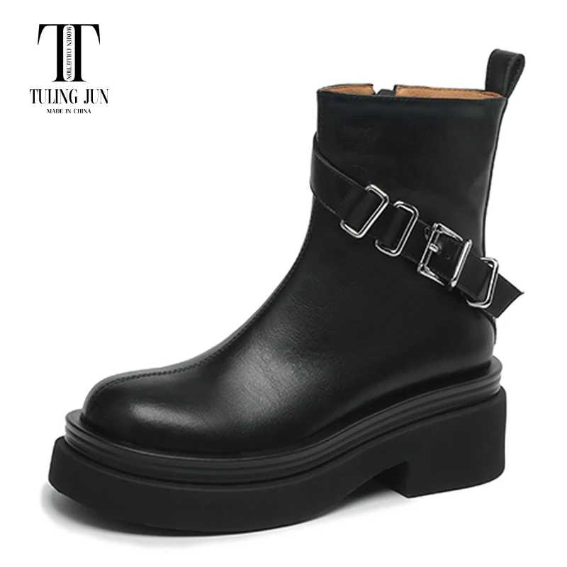 

TULING JUN 2023 New Autumn And Winter Short Women's Boots Rounded Toe Medium Heel Fashion Comfort Casual Shoes For Women L