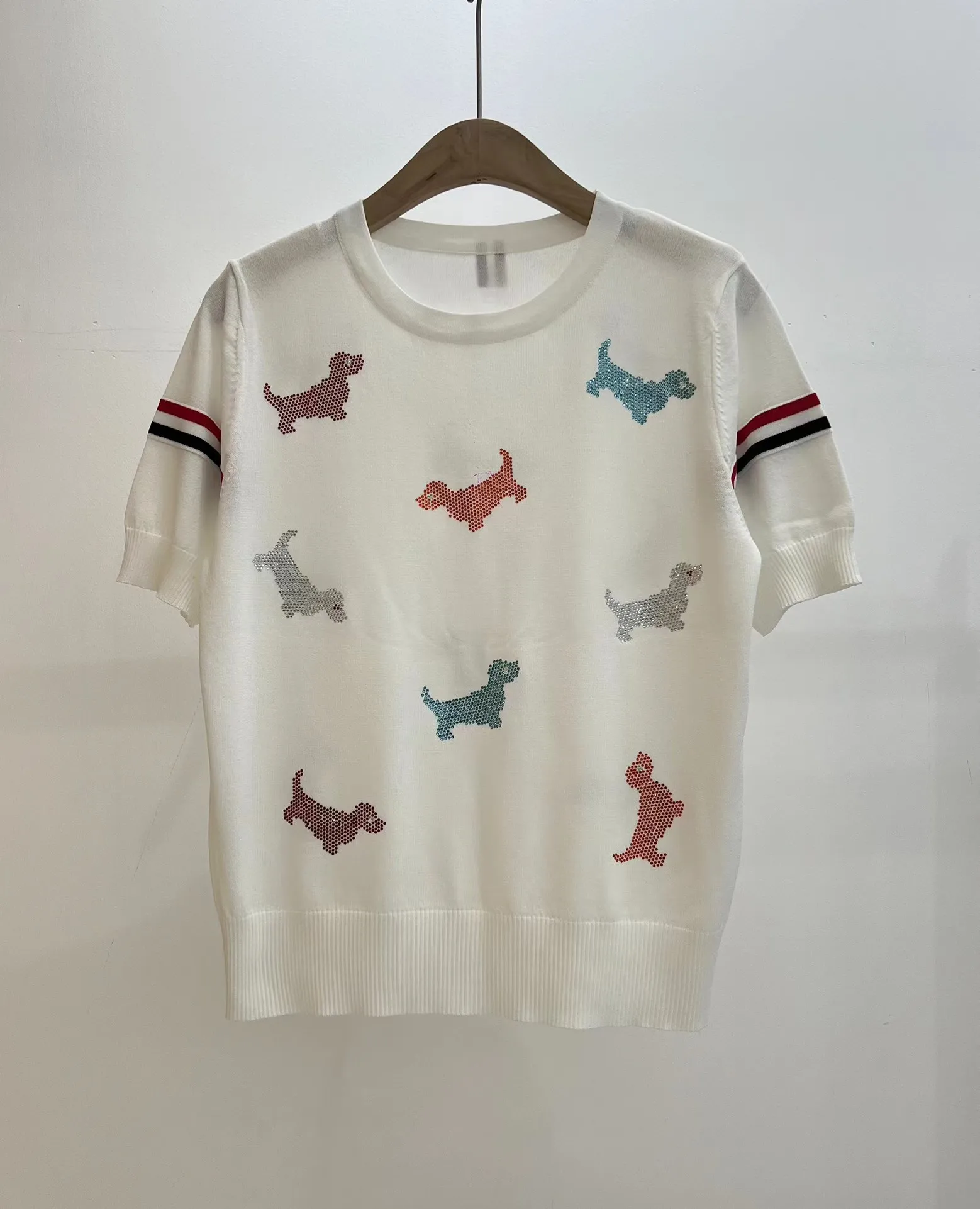 

Летняя вязаная крючком Футболка для женщин, милая Стильная белая футболка с коротким рукавом, укороченные топы в стиле преппи, пуловер, свитер, одежда