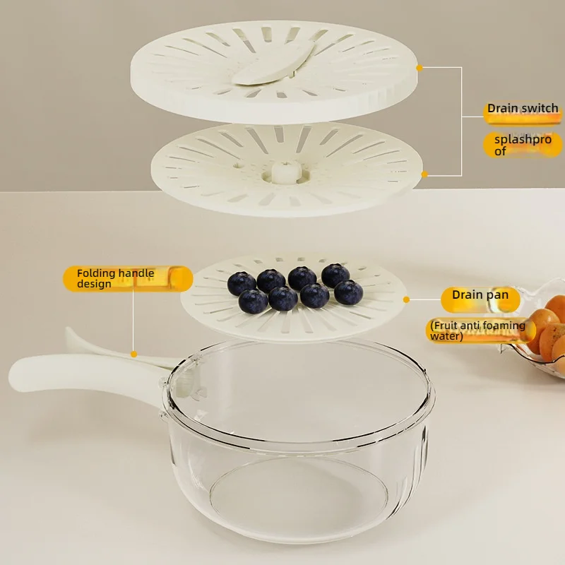 Fruit Strainer Drainer and Strainer Multifunctional Drainer Basket Fruit and Vegetable Washing Basket with Lid Organizer
